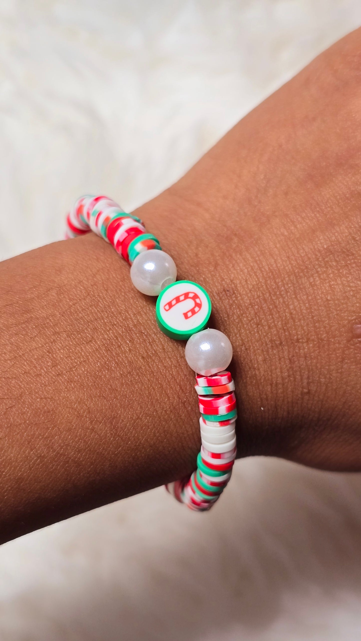 Candy cane land🍬 clay beaded bracelet | Christmas gift | jewelry
