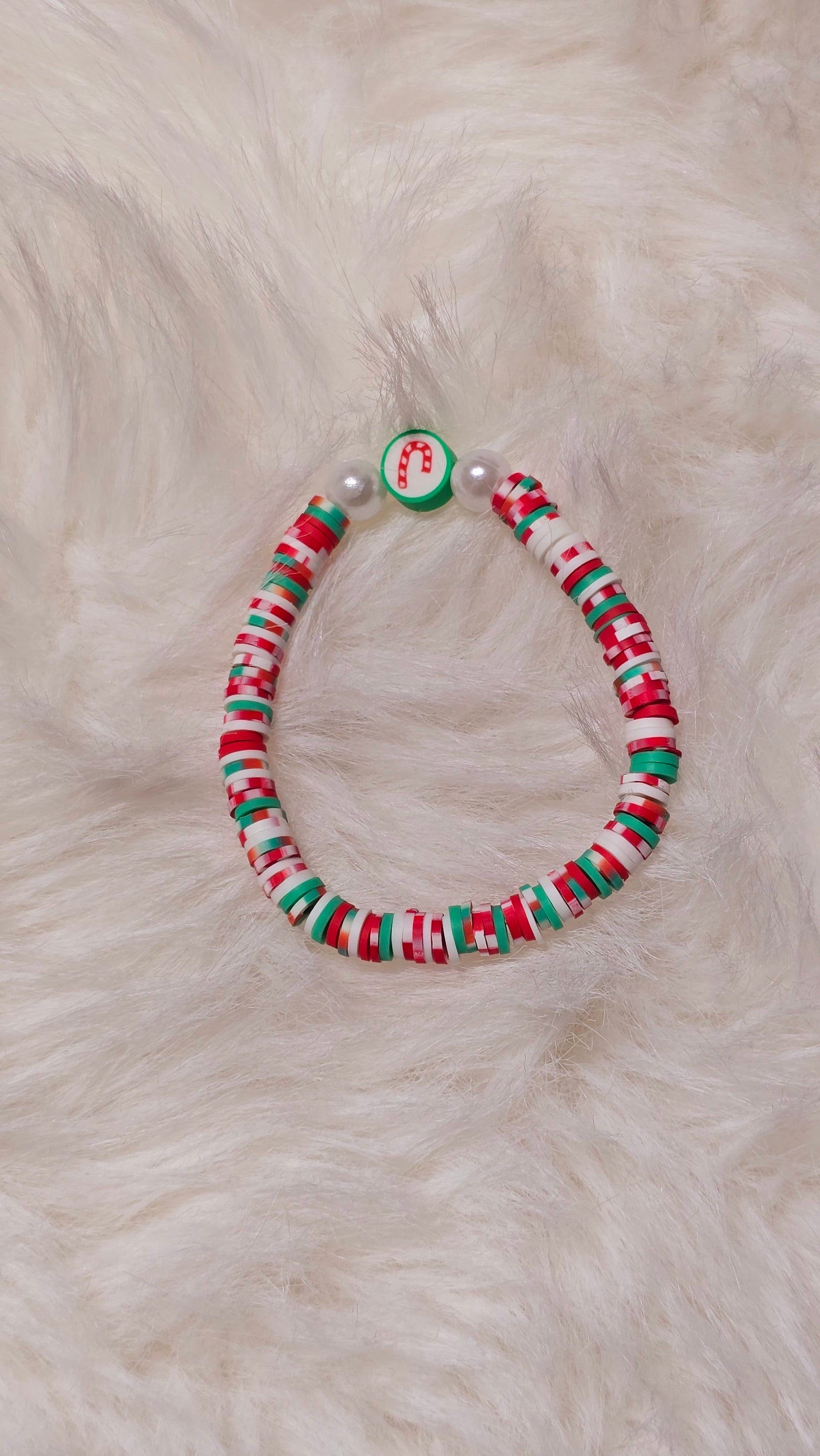 Candy cane land🍬 clay beaded bracelet | Christmas gift | jewelry