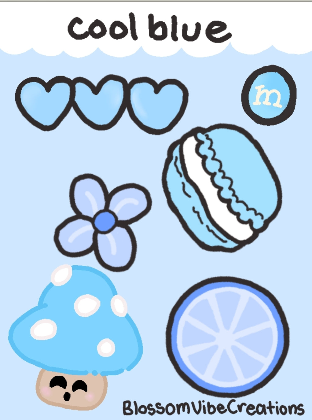 Cool blue sticker sheet