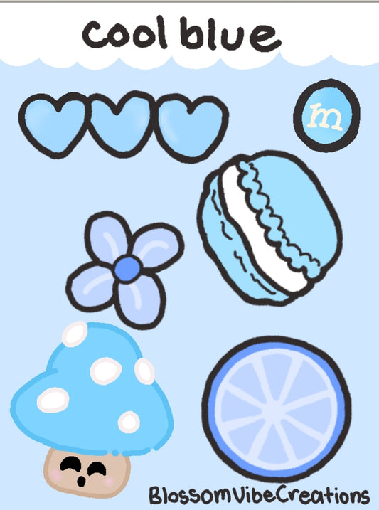 Cool blue sticker sheet