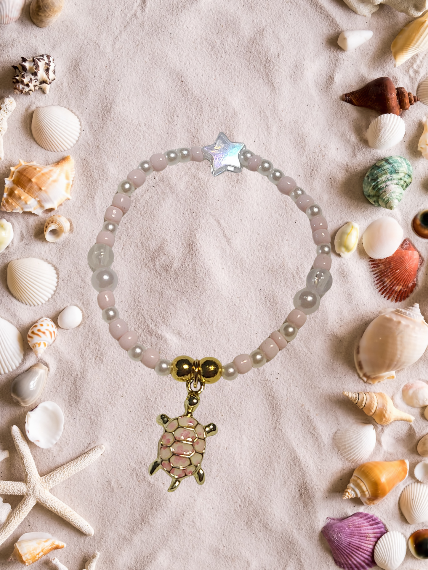 Blush Turtle Bracelet | Handmade Summer Beach Bracelet