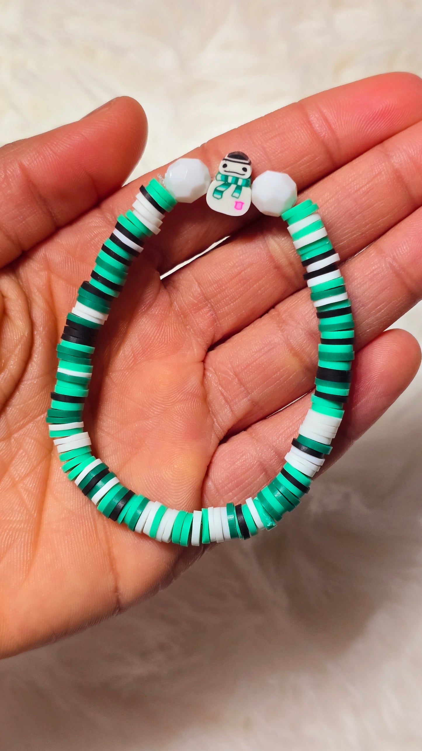 Snowman Time clay beaded bracelet ☃️| Christmas gift | jewelry