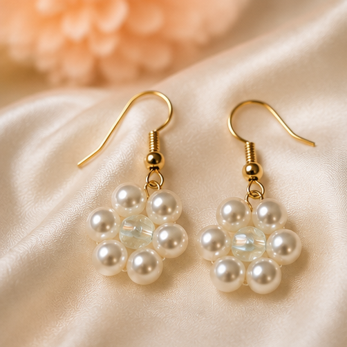 Pearl Blossom Flower Earrings