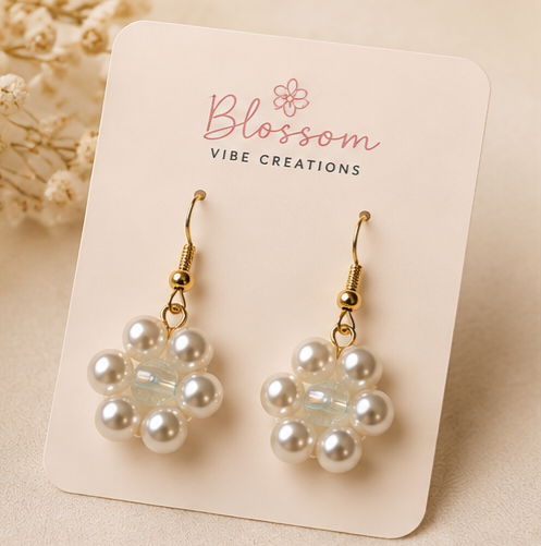 Pearl Blossom Flower Earrings