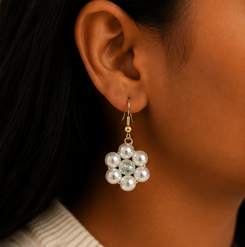 Pearl Blossom Flower Earrings