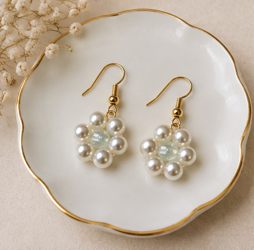 Pearl Blossom Flower Earrings