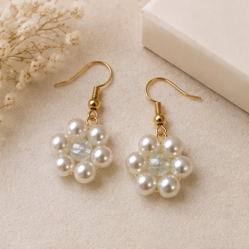 Pearl Blossom Flower Earrings