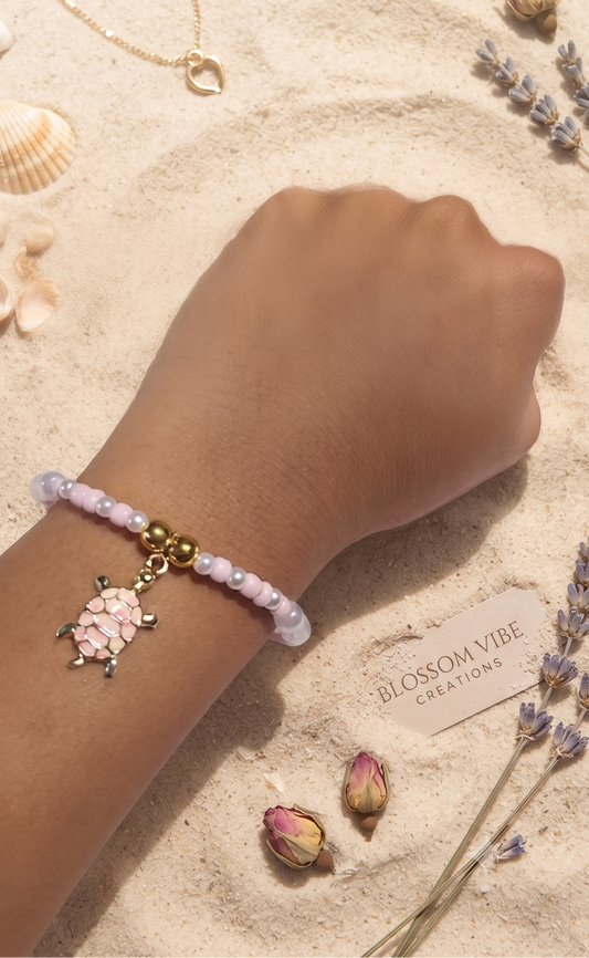 Blush Turtle Bracelet | Handmade Summer Beach Bracelet