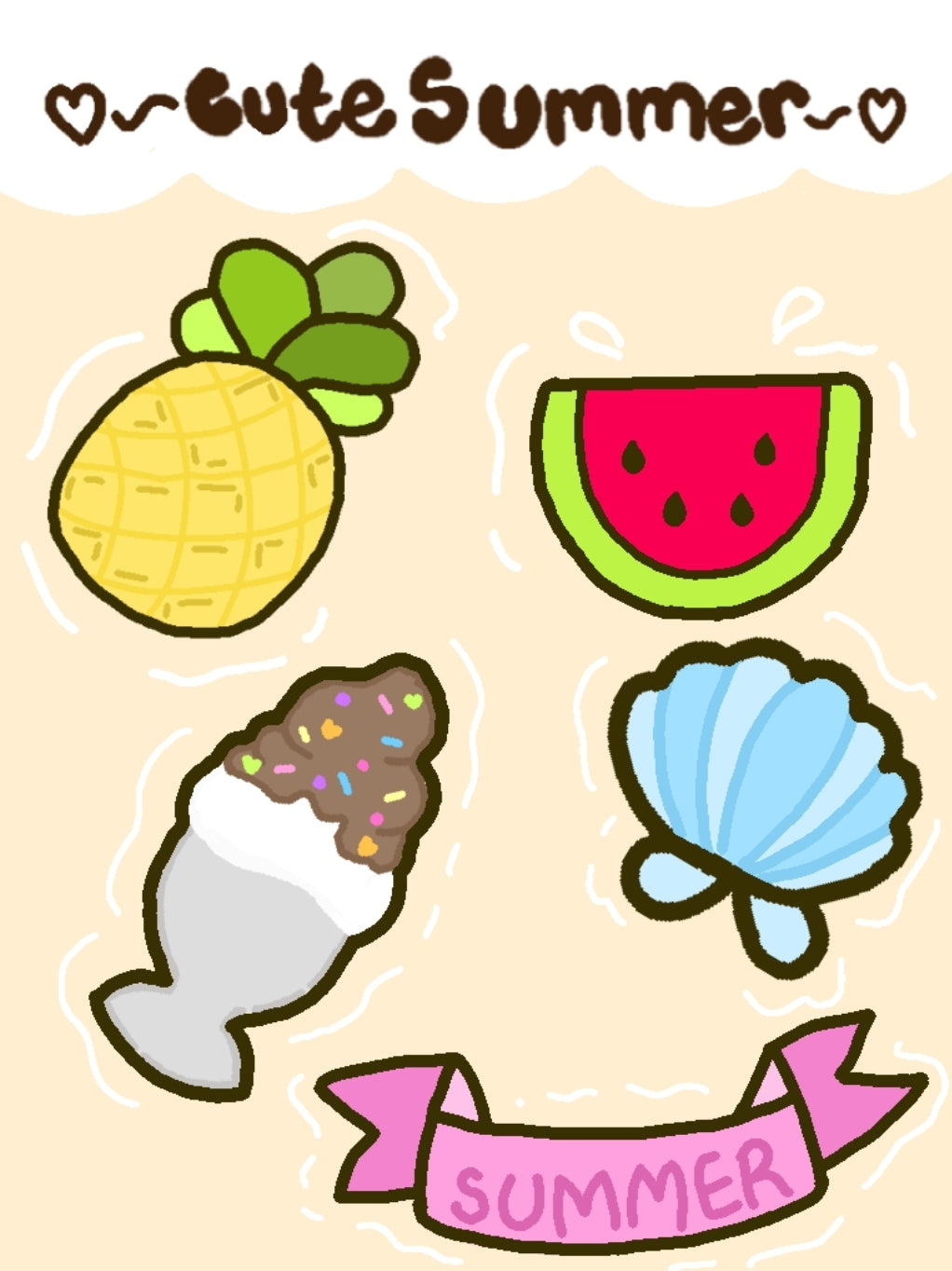 Cute summer sticker